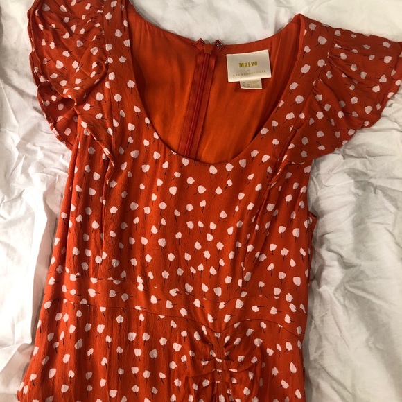 Anthropology Maeve orange poppy print dress - Picture 3 of 6